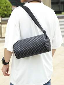 Fashionable PU Checkerboard Print Bucket Bag, Unisex Portable Shoulder Messenger Bag Suitable For Work, Shopping, Travel, Father's Day Gift, Party Etc. - Multicolor - View 5