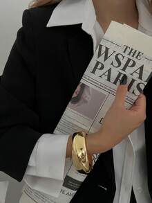 1pc Antique Coin Inspired Geometric Smooth Metal Bangle Bracelet, Luxurious Casual Gift For Women, Couples, Wedding, Festivals, Versatile - Bracelet - View 6