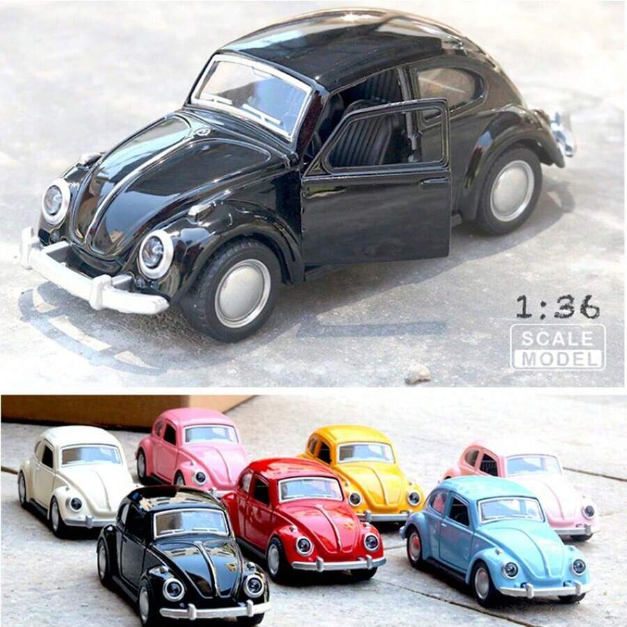 1 件合金甲虫形复古汽车模型合金汽车模型经典车门汽车摆件