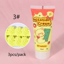 3pcs*50g 33 Colors Available Candy Color Simulation Cream Glue Colorful Cream Clay For Diy Phone Case Kit/Carfts Decoration Silicone Cream Adhesive For Diy Jewelry Random Packing