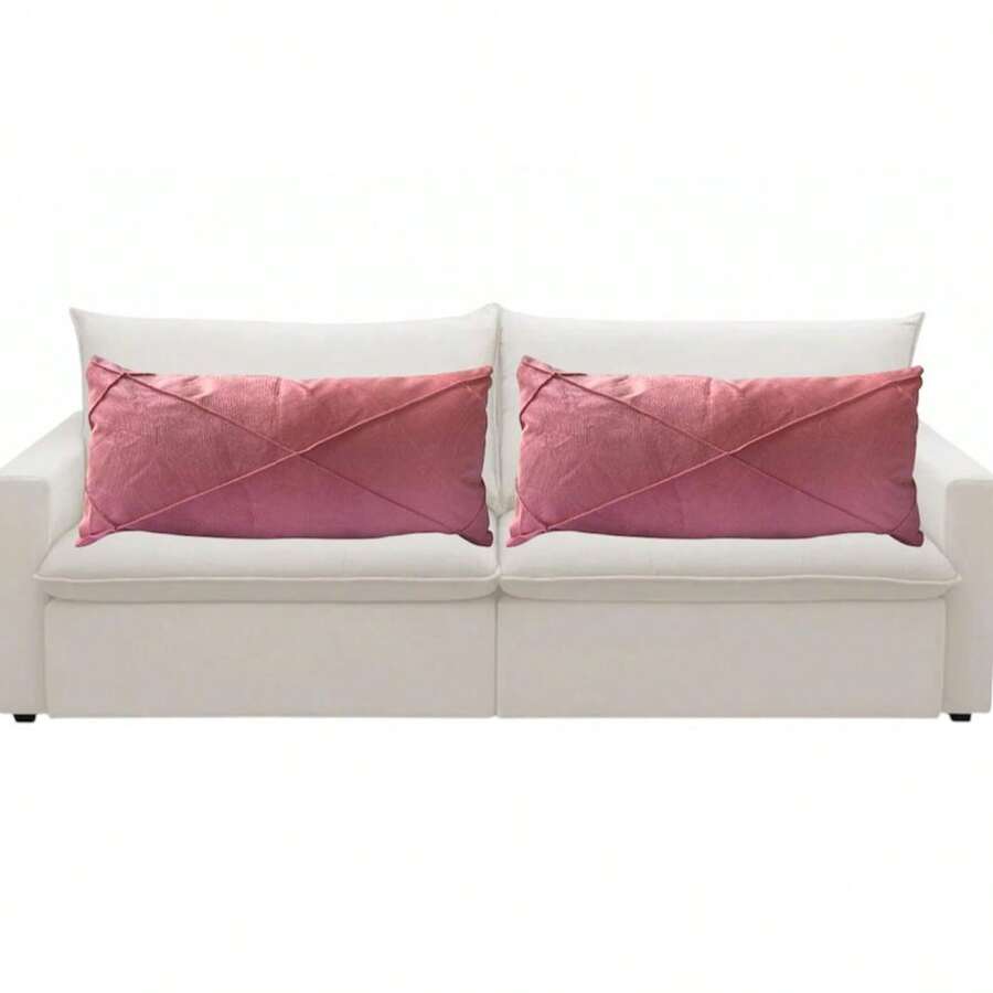 Kit 2 Large Draped Rectangular Baguette Cushions, Full 70cm X 30cm - Rusty Rose - View 1