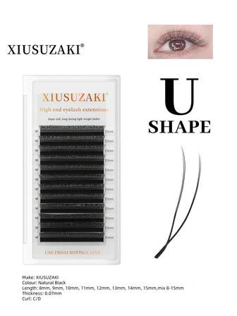 XIUSUZAKI 12排U型平行花朵睫毛延长软双尖2D YY睫毛延长单独浓密假睫毛