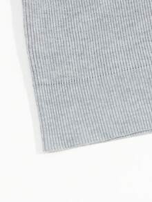 Casual Unisex Solid Color Minimalist Business Style Knit Pullover Top, V-Neck Short Sleeve Sweater, Spring/Summer - Grey - View 9