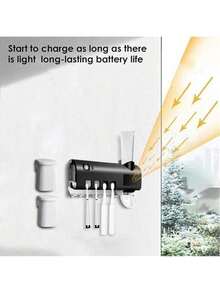 Tube Squeezing Aids, Automatic Toothpaste Dispenser Wall Mount Dust-Proof Toothbrush Holder Wall Mount Storage Rack Bathroom Accessories Set Squeezer Shelf - 黑色 - 查看 3