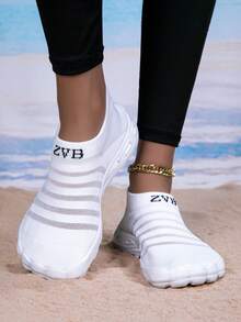 ZVB Couple's Water Shoes Suitable For Barefoot Enthusiasts, Soft-Soled Women's Beach Shoes For Swimming, Diving, Fishing, Outdoor Quick-Dry Summer Sandals, Non-Slip & Breathable - White - View 8