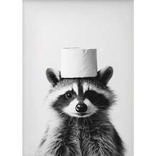 1 件动物高地牛水獭猫浣熊配厕纸海报印刷帆布画浴室墙壁艺术搞笑厕所幽默家居装饰可选框架 - 彩色 - 查看 78