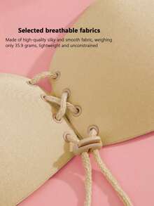 2对（杏色+黑色）抽绳调整型聚拢小胸显大硅胶隐形文胸贴女无肩带内衣女胸垫小胸加厚聚拢防滑上托胸贴吊带裙婚纱 - 彩色 - 查看 3