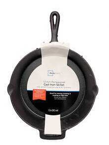 Cast Iron Skillet Oven  Pre-Seasoned Iron Black, 12 Inch