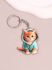 1pc Cute Cat Keychain Bag Charm, Suitable For Student Backpack, Unisex Car Accessories