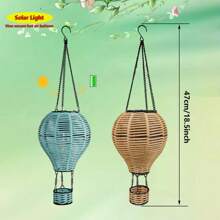 1pc Hanging Outdoor Garden Decor Hot Air Balloon Solar-Powered Rattan Lantern, Handwoven Vine Lampshade, Suitable For Home, Restaurant, Cafe, Tearoom Decor, With Switch Control, Solar Panel, Detachable Photovoltaic Battery, Waterproof Outdoor Solar Hanging Lamp, Holiday Decoration Outdoor Garden Yard Atmosphere Light Bedroom Decor Home Decor Wall Decor