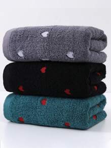 3pcs Romantic Heart Jacquard & Embroidered Face Towels, Quick-Dry Absorbent Washcloth, Couple & Adult Home Hotel Gift, 34"X75" Or 34"X71" For Valentine's Day Home Bathroom Decor Fall Decor Back To School For Beauty Salon Home Bathroom