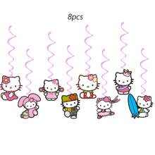Sanrio 70pcs Sanrio Hello Kitty Party Supplies,Included Birthday Banner,Hanging Vortexs,Plates,Napkins,Tablecloth For Hello Kitty Birthday Party Decorations,For Hello Kitty Party Decorations,Hello Kitty Birthday Party Decorations,Hello Kitty Party Decorations