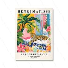 Moldura opcional de 1 peça, estampa moderna para banheiro, leopardo, chita, tigre, lince, arte de parede, maximalismo, Henri Matisse, imagens de animais, rosa, decoração tropical para banheiro - Multicolorido - Ver 53