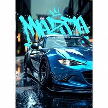 1 PIEZA Póster con marco opcional, estilo moderno con impresión en lienzo de un automóvil azul Miata Supra E36, estilo callejero, arte abstracto, decoración para el hogar, club y regalos - Multicolor - Ver 28