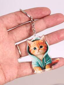 1pc Cute Cat Keychain Bag Charm, Suitable For Student Backpack, Unisex Car Accessories