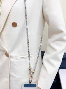 1pc Luxury Crystal Studded Lanyard, Long Crossbody Phone Strap, One Shoulder Or Backpack Decor Chain, Comes With Spacer