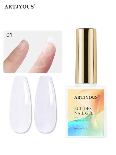 15ml Builder Nail Gel, Cover Nude Gel Builder, Hard Gel Builder For Nails Strengthener Extension Gel Rubber Base Gel Polish Rhinestone False Nail Tips Glue Gel In A Bottle For Nail Art