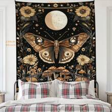 1 pezzo Arazzo in poliestere con motivo di farfalle, luna e fiori, decorazione da parete in stile boho per soggiorno, camera da letto, regalo unico per lei, lui, appassionati di natura, elegante