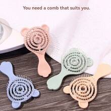 Children's Portable Hair Comb, Girls' Detangling Comb, Straight Hair Comb, Dry & Wet Use Home Girls' Comb, Hollow Leaf Rib Comb, Fluffy Dry & Wet Use Mini Comb, Girl's Massage Portable Hair Comb, Mini Curly Hair Children's Comb - Multicolor - View 6