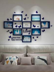 8pcs Creative Gallery Wall Photo Frame Set, 5"/6"/7"/8"/10" Photo Collage Display For Living Room And Bedroom, Includes Landscape Photos & Butterfly Stickers - Multicolor - View 29