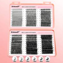 Waloshow Back To School 600Pcs Value Pack 3D Fluffy Lash Cluster Eyelash Kit, D Curl Cluster Lashes With White Glue, Natural Fake Eyelashes Glue Remover And Individual Lashes Tweezers , False Lashes In 6 Styles, 30D 40D 50D 60D 80D 100D For Beginners,Makeup Tools(White Bond+Seal+Spare Glue+Remover+Tweezers+Brushes) Quick Makeup For School