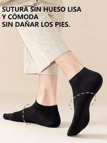12 Pares De Calcetines De Tobillo Simples Y Sólidos Para Hombres, Cómodos, Transpirables Y Absorbentes Del Sudor, Ideales Para Usar Al Aire Libre Para Hombres - Negro - Ver 5