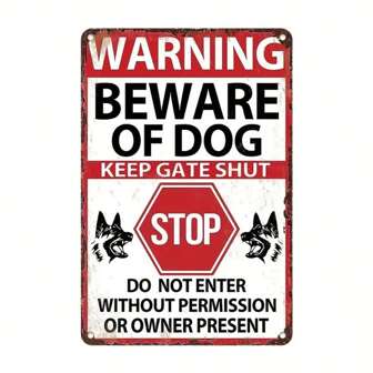 1pc Vintage Metal Tin Sign "Beware Of Dog - Keep Gate Shut" - Durable, Rust-Resistant Metal - For Home, Garage, Yard Decor - No Electricity Needed - Ideal Gift For Pet Lovers