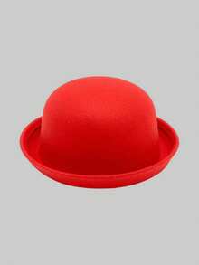 1 Pc Solid Color Casual Polyester (Polyethylene Terephthalate) Round Top Hat, Fashion & Versatile For All Seasons, Commuter - Bowler Hat - View 22