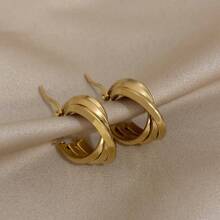 1Pair Multiple Colors Hoop Earrings Stainless Steel Earrings Golden Silver Rose Gold Earrings Simple And Elegant Hoop Earring For Women Teen Jewelry Gifts