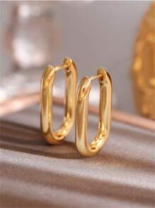 1 Pair Of Minimalist Personalized Exaggerated Oval Metal Earrings