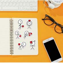 50 Stücke Cartoon Strichmännchen-Liebessymbol Graffiti Aufkleber, Valentinstag kreative Graffiti Aufkleber zum Dekorieren von Laptops, Koffern, Handyhüllen, Computern, Wasserlaschen, personalisierte Aufkleber