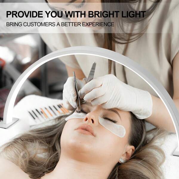 1 pieza Lámpara LED para uñas para escritorio, lámpara en forma de media luna en blanco y negro con luz blanca fría, modelo con conector USB, lámpara de escritorio para técnicas de uñas, extensiones de pestañas, spa facial, manicura