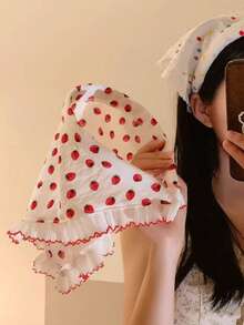 1 件可爱草莓乡村风格头带和三角围巾，夏季户外旅行摄影配件，发带，发箍，发饰，头饰