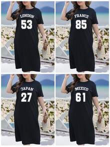 Customized Photo Print Women's Dress, Customize Your/Friend's/Lover's/Pet's Photo, Women's Comfortable Plus Size Black Maxi Dress, Women's Long Dress, Black Top Dress, Women's T-Shirt Dress, Birthday/Holiday Gift, Women's Black Long Dress - Black - View 2