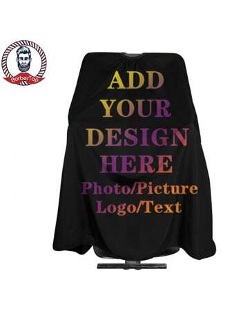 1件专业美发披肩，渐变字母印花剪发罩衫，配有可调节颈部扣件，涤纶面料，防水防静电，适合家庭和沙龙使用，沙龙必备用品，美发，旅行，美发产品，美发工具，美发用品，理发师，理发配件，理发店，美发设备