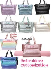 1pc Women's Personalized Pearlescent Colorful Yoga Bag, Multi-Function Travel Bag Fashion Versatile Shoulder Bag, Wet And Dry Separation Fitness Bag With Large Capacity For Yoga Mat Storage, Luggage Bag For Business Trip And Travel, Embroidered Custom Letter Bag, Multi-Functional Portable Handbag And Carry-On Bag, Gift For Family, Friends, Mother, Can Be Used As Mother's Day, Valentine's Day, Nurse's Day, Christmas, Birthday Gifts