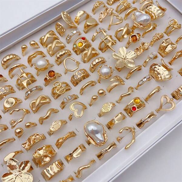 20Pcs Fashion Sparkling Butterfly Snake Flower Rings Set For Women Men Mix Style Stylish Inlaid Rhinestone Jewelry Prefer Match Daily Outfits Party Decor