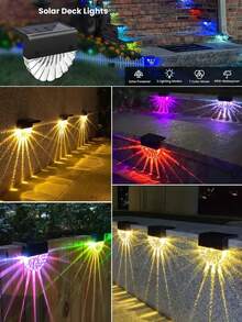 1/2/4/6pcs Outdoor Solar Platform Lights, 7-Color Changing Solar Step Lights, Waterproof Fence Lights Suitable For Yard, Stair, Porch, Pathway, Driveway, Garden Decor, Warm White & Colorful LED Lights - Multicolor - View 8