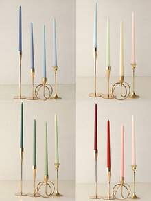 4pcs Set Taper Candles Decorative, Dinner Candle Set Smokeless And Dripless Household, Wedding, Party, And Home Decor Candlesticks - Multicolor - View 8