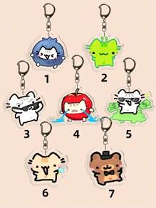 1 pièce Porte-clés mignon en acrylique avec chat de dessin animé, chat rose girly, chaton naïf, chaton à fleurs, chaton fraise, chaton lunettes de soleil, chaton câlinant la courtepointe, chaton comptant de l'argent, porte-clés thème animal, charme de sac cadeau pour amis et couples, accessoires de voiture, sac à dos pour l'école
