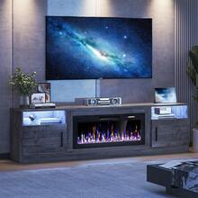 80" Fireplace TV Stand With 36" Fireplace, Up To 90" TVs, 70" Entertainment Center, With 20 Color Lights, TV Media Console With Storage Cabinets For Living Room - GREY-80inch - 查看 1