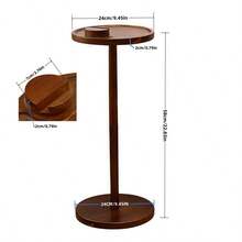 Mini Wooden Base Elegant Round Side Table, Rosewood Weighted Base Drink Table, Small Round Side Table With Phone Holder, Suitable For Small Spaces, Martini And Cocktail Base Side Table, Applicable For Apartment, Dorm, Home - Multicolor - View 4