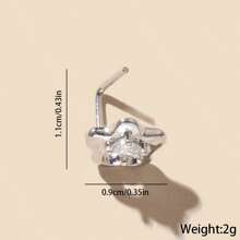 1pc Fashion Charm Style Copper Inlaid Zirconia 'L' Bar Flower Stainless Steel Nose Stud, Suitable For Women Daily Wear, Body Piercing Jewelry, Gift For Friends