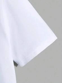 Sports Size Plus Men's White T - Shirt With DEARJAM Pattern , Men's 220gsm New Summer Casual Crew Neck Pure Cotton Short-Sleeved T-Shirt(1 PC) - 白色 - 查看 8