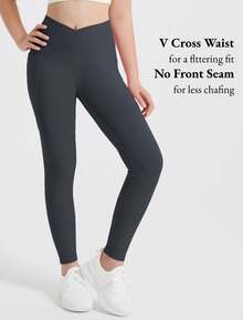 EXARUS 4 Pack Girls Leggings Kids Yoga Pants Crossover V Waist Ankle/Full Length High Waisted For School Casual Dance - SET8 - 查看 5