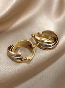 1Pair Multiple Colors Hoop Earrings Stainless Steel Earrings Golden Silver Rose Gold Earrings Simple And Elegant Hoop Earring For Women Teen Jewelry Gifts