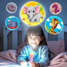 Proiettore a torcia giocattolo per bambini, giocattolo educativo, regalo per compleanni di bambini, Natale (colore torcia a caso e diapositive di proiezione - arancione, blu, verde, giallo, grigio, rosso), giocattoli, giocattoli per bambini, giocattoli educativi