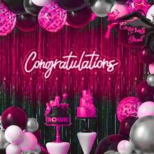 1pc Vibrant Congratulations Neon Sign - Neon Signs With USB Power, Switch, And Hanging Feature For 2025 Graduation Party Decorations, Class Of 2025 Celebration, And Photo Backdrop - Rose Red - View 8