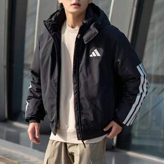Adidas Men's Down Jacket Outdoor Sports Leisure Simple Basic Windproof Warm Comfortable Hooded Jacket JG3845