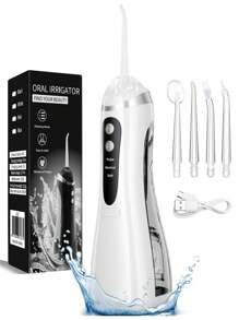 Irrigador oral portátil inalámbrico recargable con 3 modos, limpiador dental a chorro de agua apto para viajes y uso en el hogar